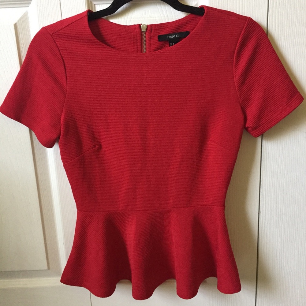 Red peplum shirt